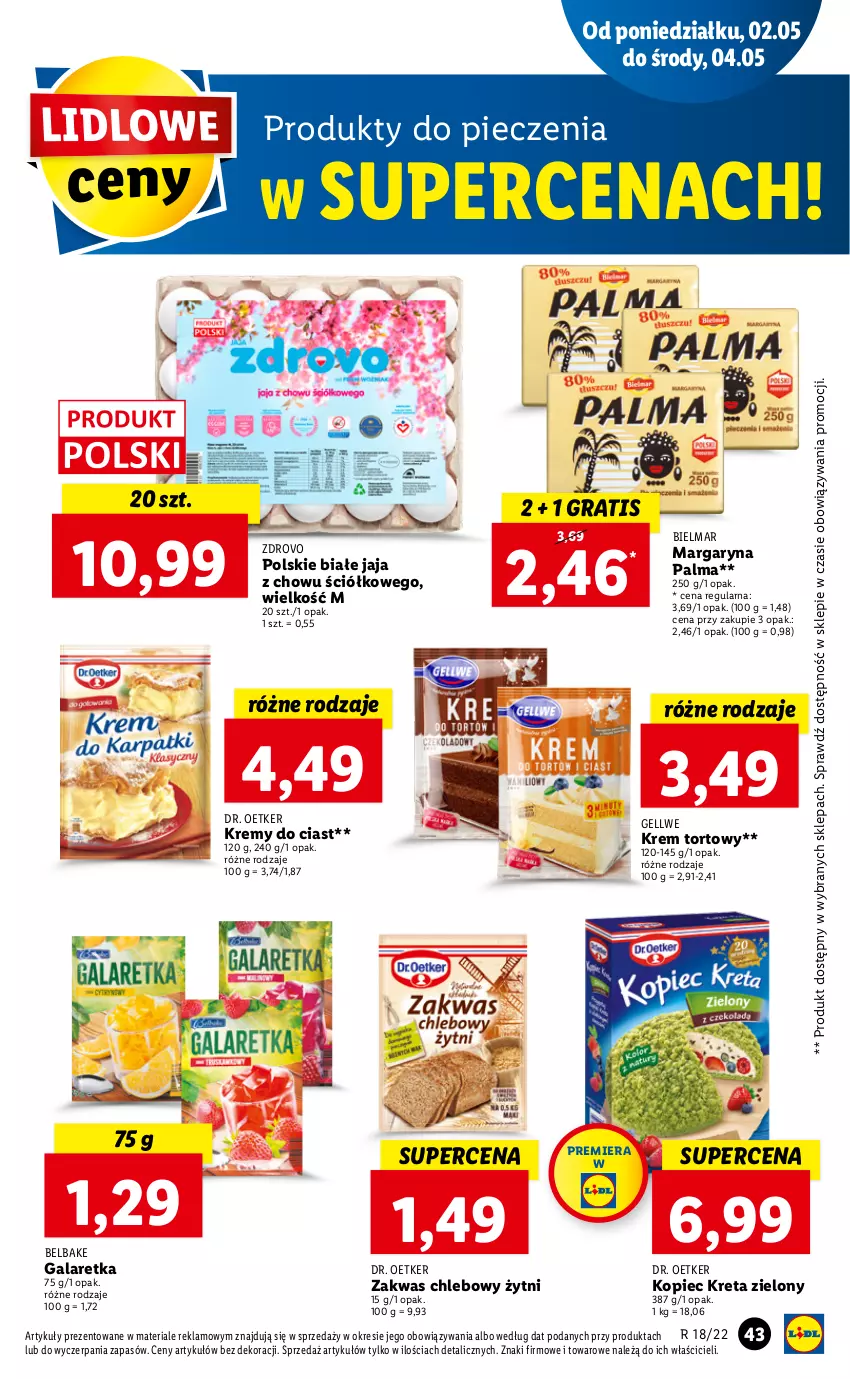 Gazetka promocyjna Lidl - GAZETKA - ważna 02.05 do 05.05.2022 - strona 43 - produkty: Chleb, Dr. Oetker, Gala, Galaretka, Gra, Jaja, Kopiec Kreta, Kret, Margaryna, Palma, Piec