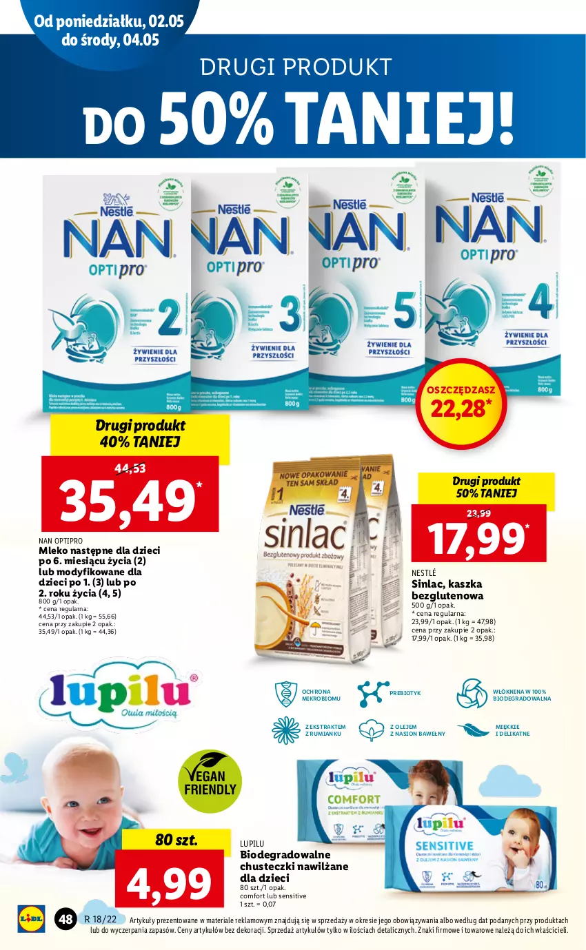 Gazetka promocyjna Lidl - GAZETKA - ważna 02.05 do 05.05.2022 - strona 48 - produkty: Chusteczki, Dzieci, Gra, Mleko, NAN Optipro, Nestlé, O nas, Olej, Rum, Sinlac