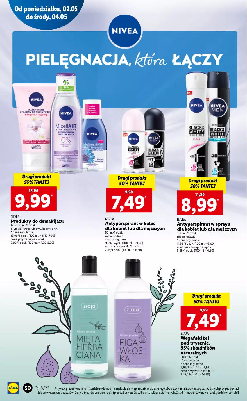 Gazetka promocyjna Lidl - GAZETKA - ważna 02.05 do 05.05.2022 - strona 50 - produkty: Antyperspirant, Fa, Makijaż, Nivea, Ziaja