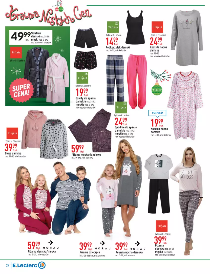 Gazetka promocyjna E Leclerc - ważna 23.11 do 04.12.2021 - strona 22 - produkty: Bluza, Dzieci, Kosz, Koszula, Koszula nocna, LANA, Piżama, Podkoszulek, Spodnie, Spodnie do spania, Szlafrok, Szorty