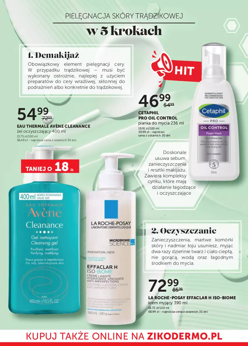 Gazetka promocyjna Ziko - Gazetka Ziko Dermo - ważna 21.09 do 04.10.2023 - strona 10 - produkty: Avène, Cetaphil, Control, Cynk, Fa, Kret, La Roche-Posay, Makijaż, Mus, Pielęgnacja skóry