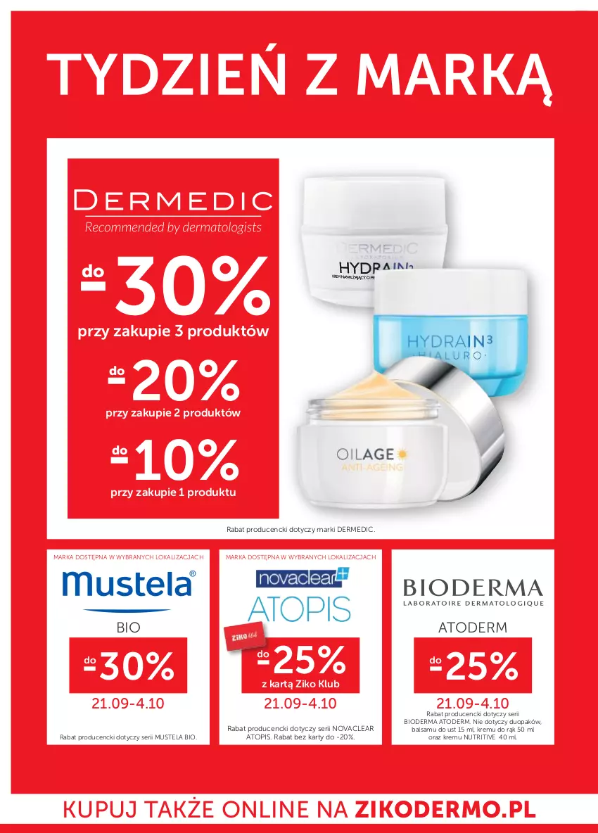 Gazetka promocyjna Ziko - Gazetka Ziko Dermo - ważna 21.09 do 04.10.2023 - strona 18 - produkty: Atoderm, Bioderma, Dermedic, Mus, Mustela, Ser, Top