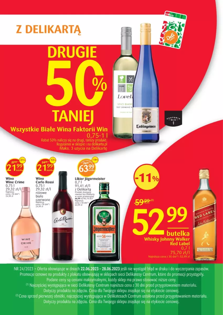 Gazetka promocyjna Delikatesy Centrum - Folder alkoholowy DC24-23 - ważna 22.06 do 28.06.2023 - strona 2 - produkty: Carlo Rossi, Jagermeister, Likier, Rum, Wino