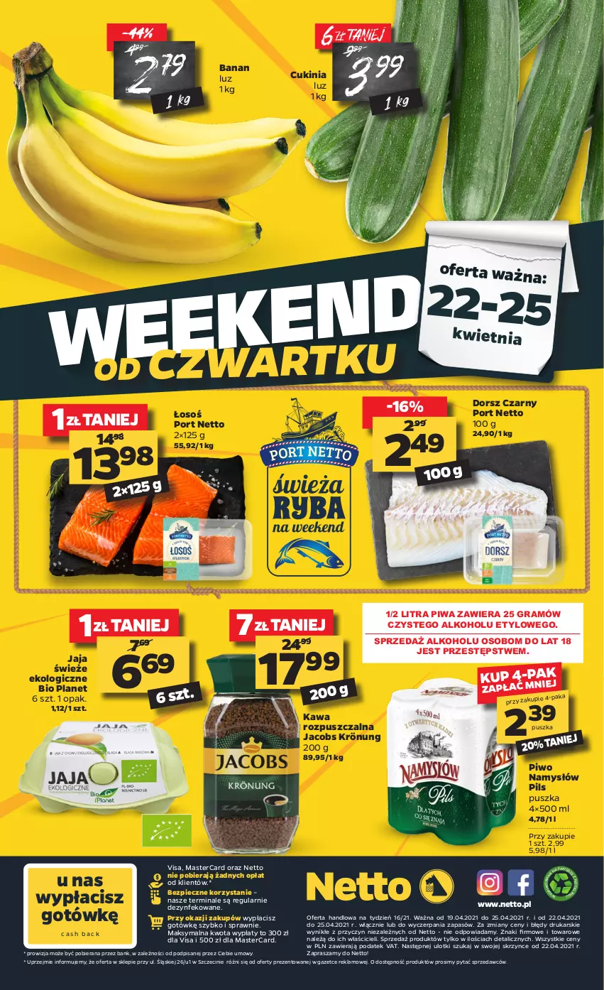 Gazetka promocyjna Netto - Gazetka spożywcza - ważna 19.04 do 25.04.2021 - strona 20 - produkty: Dorsz, Gra, Jacobs, Jacobs Krönung, Jaja, Kawa, Kawa rozpuszczalna, Namysłów, Papier, Piec, Piwa, Piwo, Por