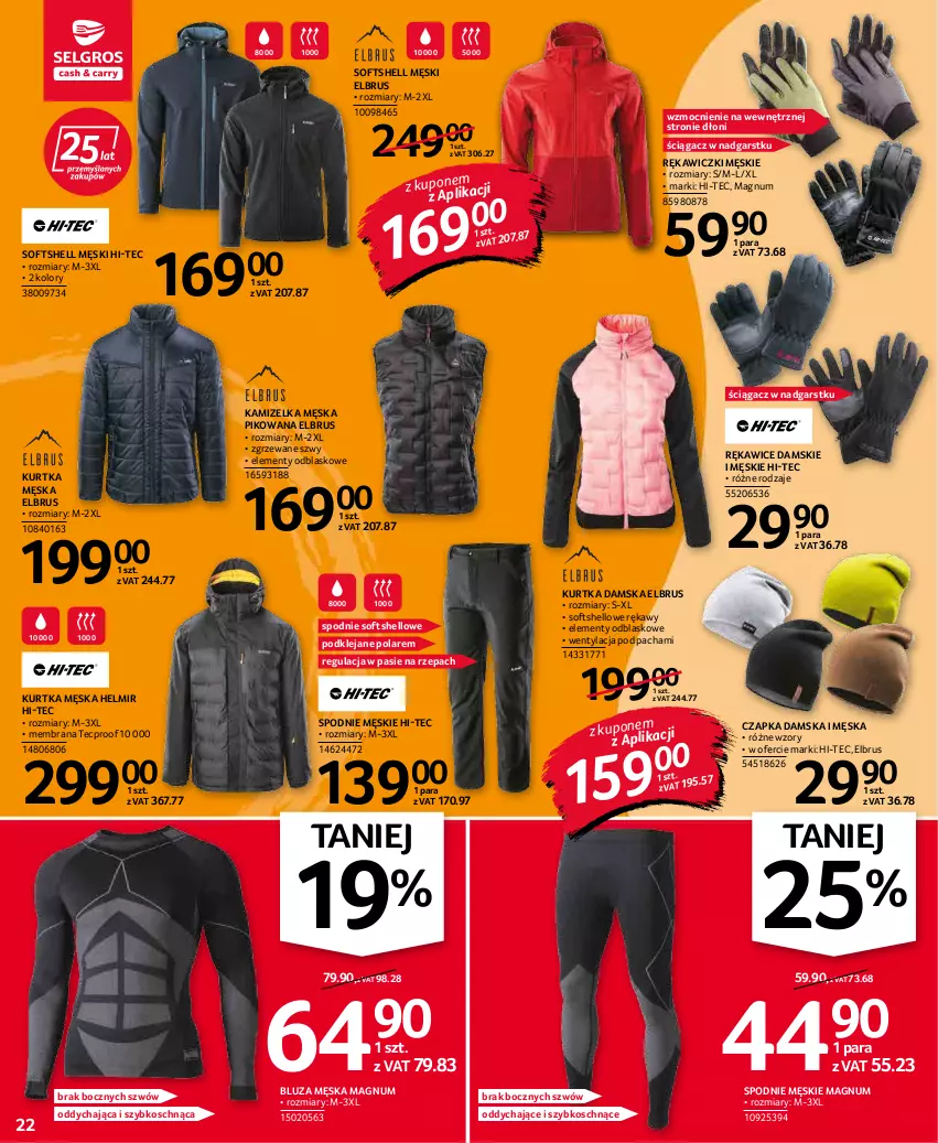 Gazetka promocyjna Selgros - Oferta przemysłowa - ważna 20.01 do 02.02.2022 - strona 22 - produkty: Bluza, Czapka, Hi-Tec, Kamizelka, Klej, Kurtka, Rękawice, Spodnie, Spodnie softshell