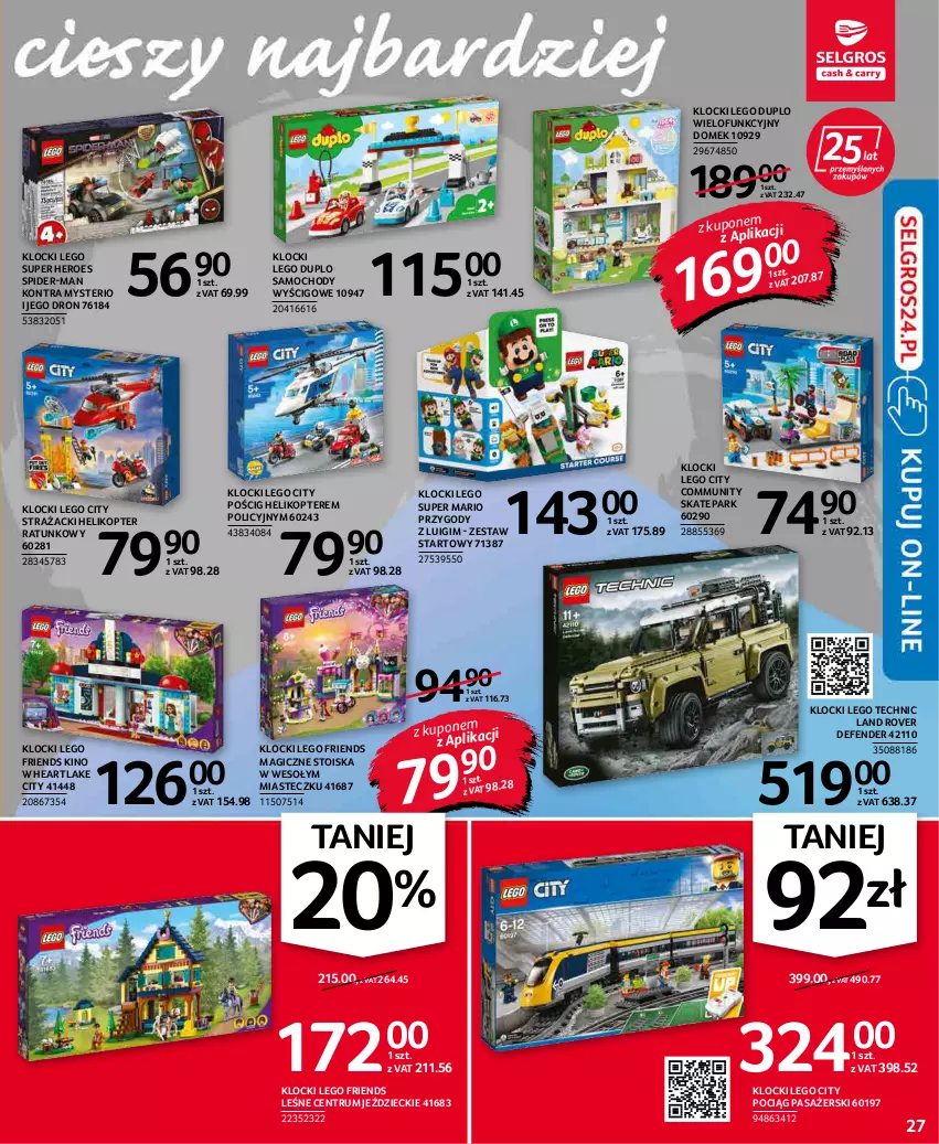 Gazetka promocyjna Selgros - Oferta przemysłowa - ważna 20.01 do 02.02.2022 - strona 27 - produkty: Dron, Helikopter, Klocki, Land Rover, LEGO, LEGO City, LEGO Duplo, LEGO Friends, LEGO Technic, Pociąg, Pociąg pasażerski, Rum