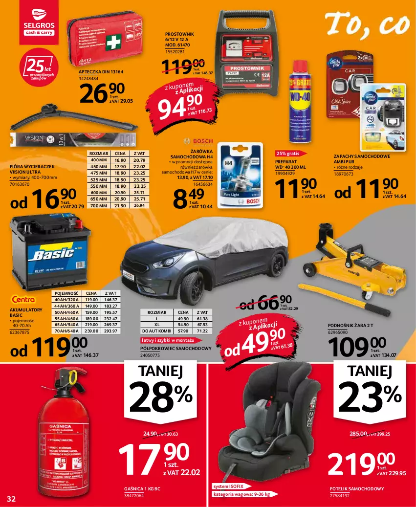 Gazetka promocyjna Selgros - Oferta przemysłowa - ważna 20.01 do 02.02.2022 - strona 32 - produkty: Akumulator, Ambi Pur, Fotel, Fotelik, Fotelik samochodowy, Gaśnica, Gra, Pokrowiec, Prostownik, Pur, WD-40