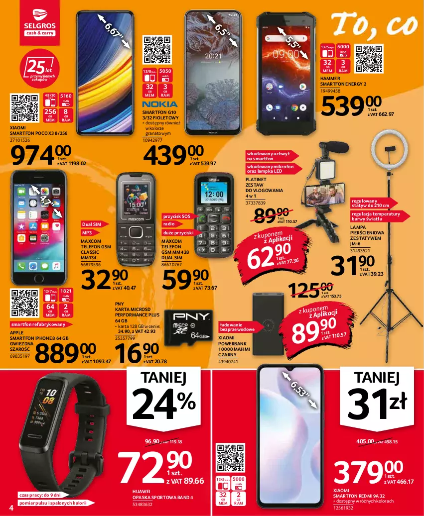 Gazetka promocyjna Selgros - Oferta przemysłowa - ważna 20.01 do 02.02.2022 - strona 4 - produkty: Fa, Gra, Granat, Huawei, IPhone 8, Lampa, Mikrofon, Opaska, PLATINET, Por, Powerbank, Smartfon, Sos, Sport, Telefon