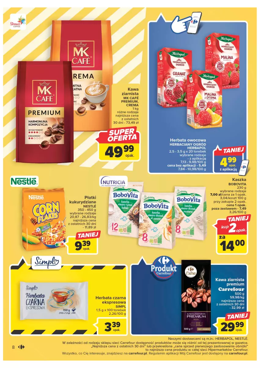 Gazetka promocyjna Carrefour - Gazetka Carrefour - ważna 07.02 do 18.02.2023 - strona 10 - produkty: BoboVita, Herbapol, Herbata, Herbata czarna, Herbata owocowa, Kawa, Kawa ziarnista, Kosz, Ogród