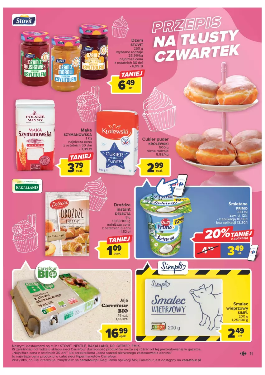 Gazetka promocyjna Carrefour - Gazetka Carrefour - ważna 07.02 do 18.02.2023 - strona 13 - produkty: Bakalland, Cukier, Cukier puder, Dr. Oetker, Drożdże, Dżem, Jaja, Królewski, Ksylitol, Mąka, Puder