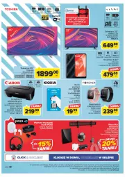 Gazetka promocyjna Carrefour - Gazetka Carrefour - Gazetka - ważna od 18.02 do 18.02.2023 - strona 28 - produkty: Toshiba, Słuchawki, Głośnik, Smartwatch, Urządzenie wielofunkcyjne, Canon, Android TV, Telewizor, Smartfon