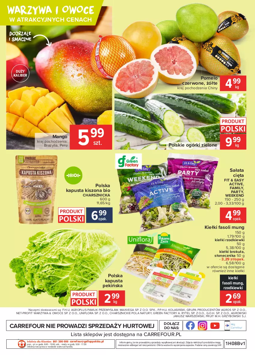 Gazetka promocyjna Carrefour - Gazetka Carrefour - ważna 22.02 do 01.03.2021 - strona 4 - produkty: Fa, Fasoli mung, Flora, HP, Kiełki, Mango, O nas, Owoce, Pomelo, Sałat, Warzywa, Warzywa i owoce