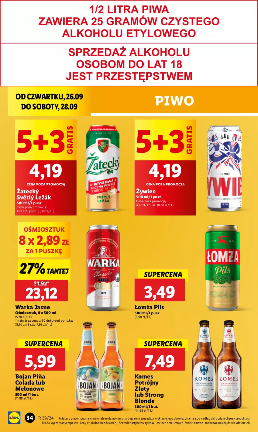 Gazetka promocyjna Lidl - GAZETKA - ważna 26.09 do 28.09.2024 - strona 40 - produkty: Gra, Melon, Piña Colada, Piwo, Warka