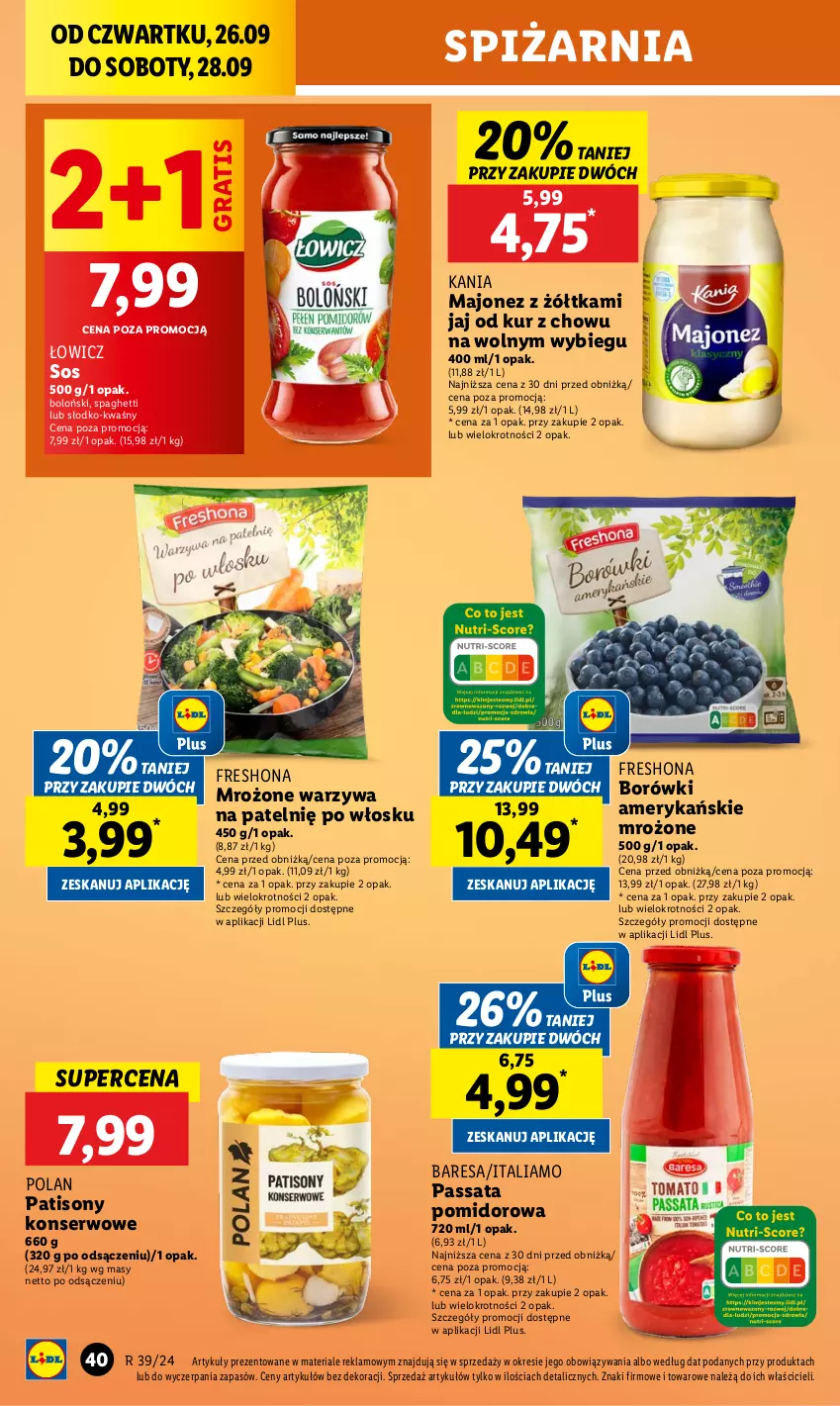 Gazetka promocyjna Lidl - GAZETKA - ważna 26.09 do 28.09.2024 - strona 46 - produkty: Gra, Majonez, Ser, Sony, Sos, Spaghetti, Warzywa