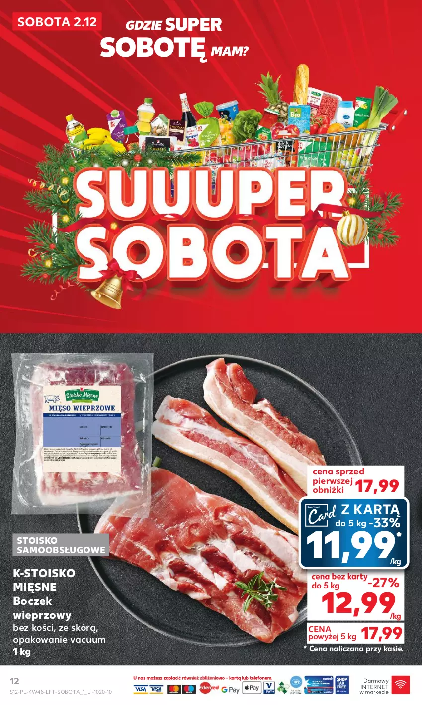 Gazetka promocyjna Kaufland - Gazetka tygodnia - ważna 30.11 do 06.12.2023 - strona 12 - produkty: Boczek, Boczek wieprzowy