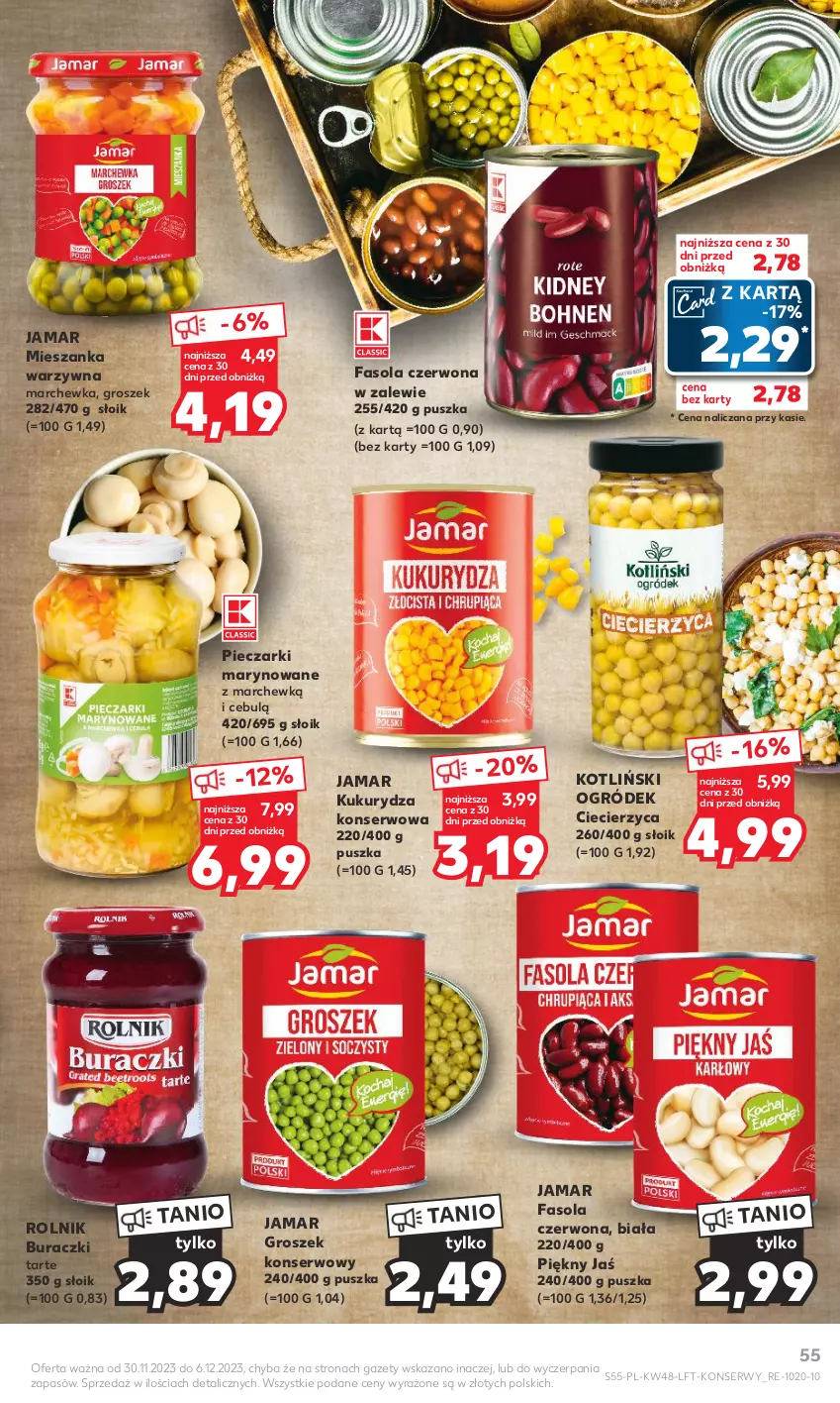 Gazetka promocyjna Kaufland - Gazetka tygodnia - ważna 30.11 do 06.12.2023 - strona 55 - produkty: Buraczki, Fa, Fasola, Groszek, Kukurydza, Kukurydza konserwowa, Marchewka, Mieszanka warzyw, Ogród, Piec, Rolnik, Ser