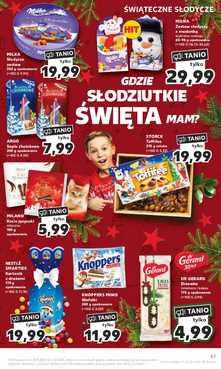 Gazetka promocyjna Kaufland - Gazetka tygodnia - ważna 30.11 do 06.12.2023 - strona 57 - produkty: Dr Gerard, Kakao, Knoppers, Koc, Lody, Milka, Nestlé, Toffifee, Tonik