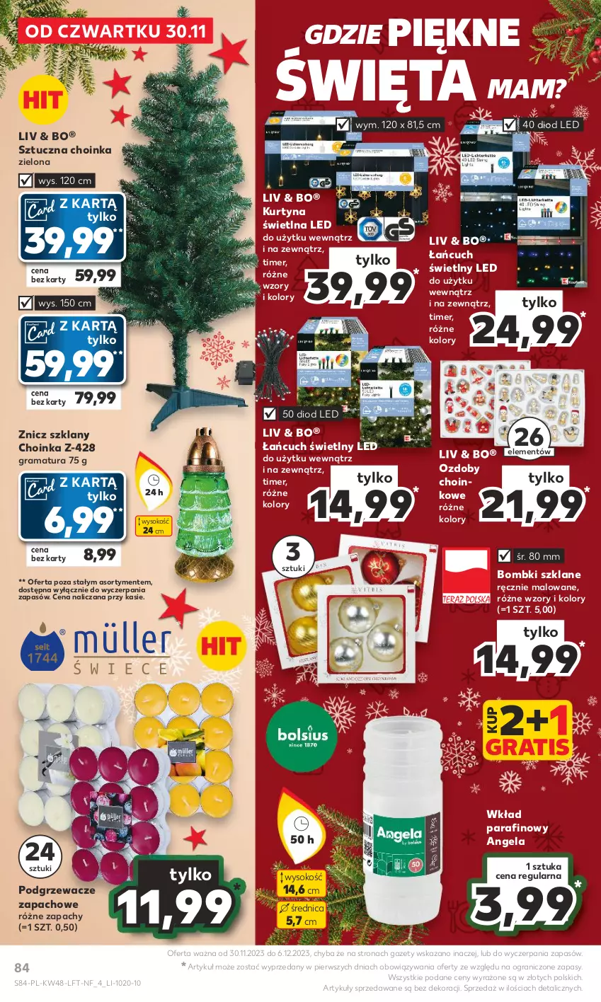 Gazetka promocyjna Kaufland - Gazetka tygodnia - ważna 30.11 do 06.12.2023 - strona 84 - produkty: Bombki, Choinka, Gra, Inka, Podgrzewacze, Rama, Sok, Znicz