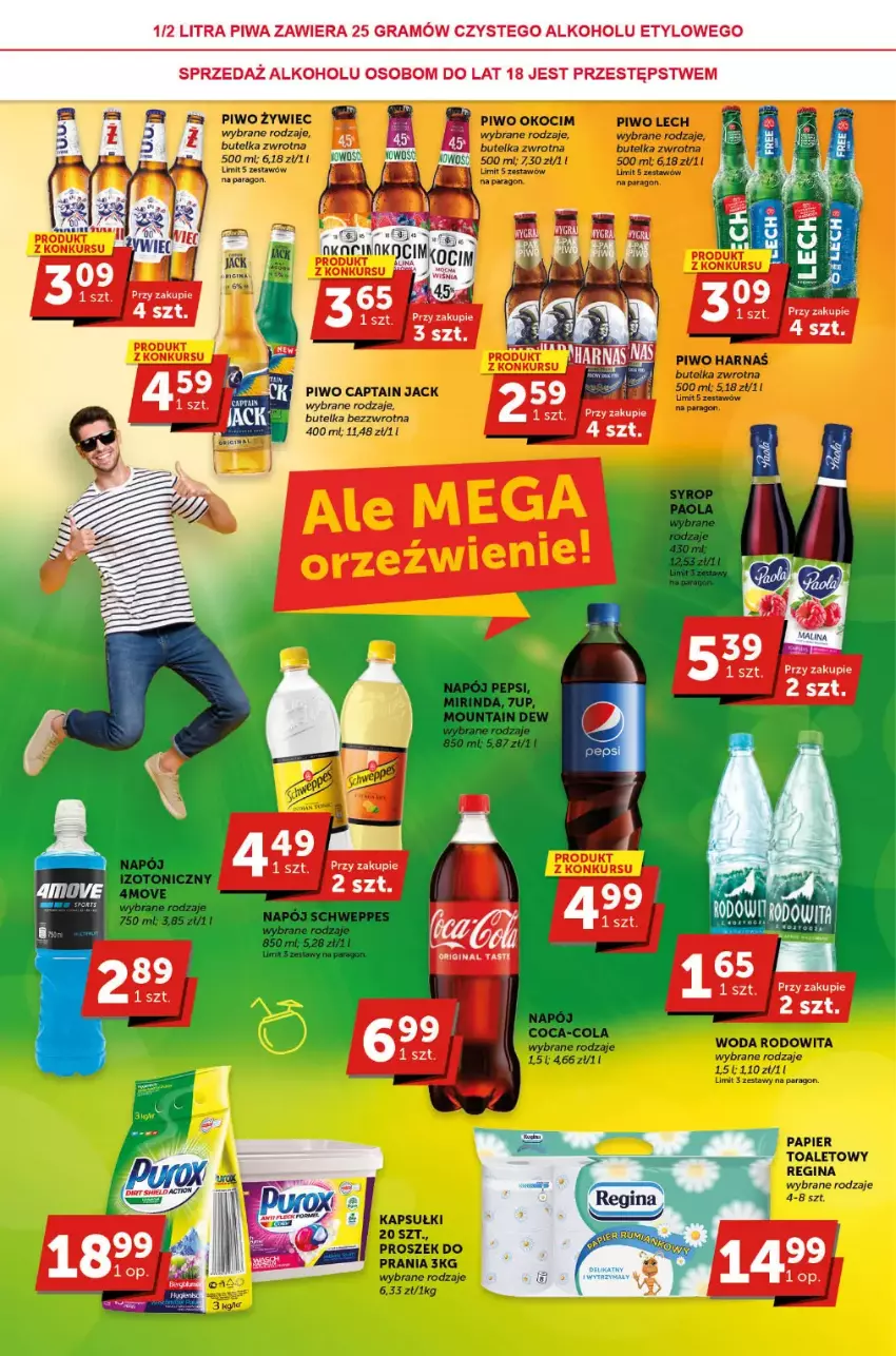 Gazetka promocyjna ABC - ważna 15.06 do 27.06.2023 - strona 4 - produkty: 7up, Captain Jack, Coca-Cola, Gin, Gra, Harnaś, Koc, Mirinda, Napój, Okocim, Papier, Papier toaletowy, Pepsi, Piwa, Piwo, Proszek do prania, Schweppes, Woda