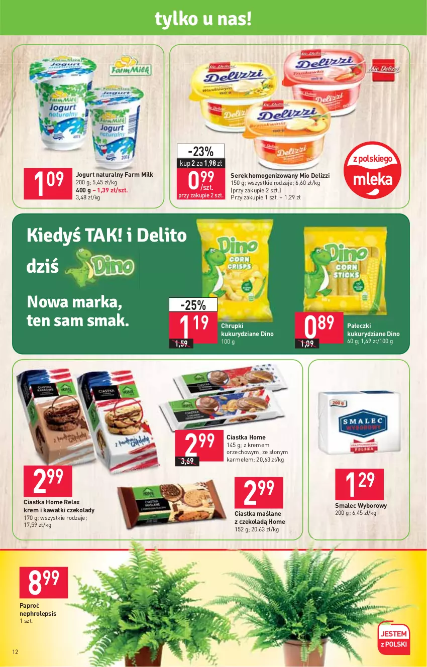 Gazetka promocyjna Stokrotka - Supermarket - ważna 01.07 do 07.07.2021 - strona 12 - produkty: Chrupki, Ciastka, Fa, Farm Milk, Jogurt, Jogurt naturalny, Kawa, Ser, Serek, Serek homogenizowany, Smalec