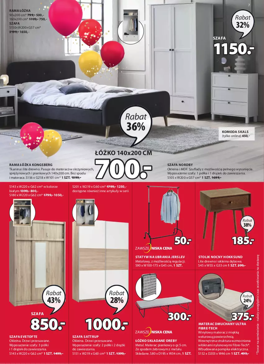 Gazetka promocyjna Jysk - Oferta tygodnia - ważna 20.10 do 02.11.2021 - strona 8 - produkty: Drzwi, Fa, Komoda, Materac, Materac dmuchany, Materac piankowy, Moda, Półka, Pompka, Rama, Rama łóżka, Ser, Statyw na ubrania, Stolik, Stolik nocny, Szafa, Tera, Ubrania