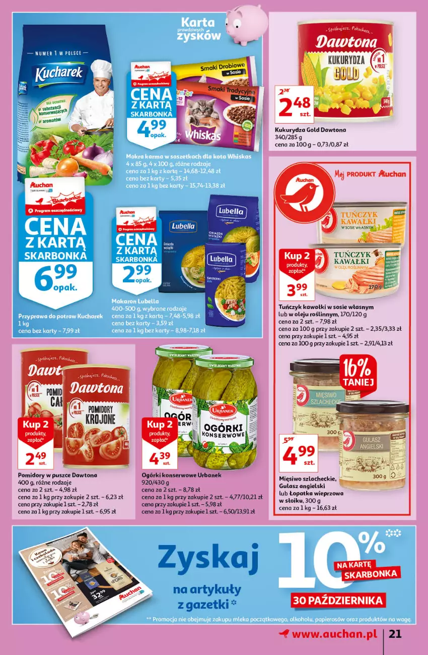 Gazetka promocyjna Auchan - Kawa i czekolada aromatycznie i słodko Hipermarkety - ważna 21.10 do 31.10.2021 - strona 21 - produkty: Bell, Bella, Dawtona, Kawa, Kukurydza, Lubella, Ogórki konserwowe, Olej, Pomidory, Ser, Sos, Tuńczyk