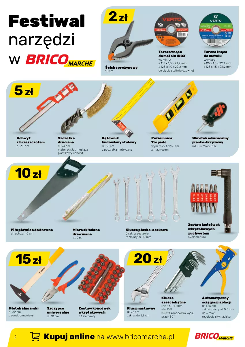 Gazetka promocyjna Bricomarche - Gazetka - ważna 19.01 do 30.01.2022 - strona 2 - produkty: Młot, Młotek, Piła płatnica, Szczotka, Szczotka druciana, Szczypce, Tarcza tnąca, Wkręt, Zestaw końcówek