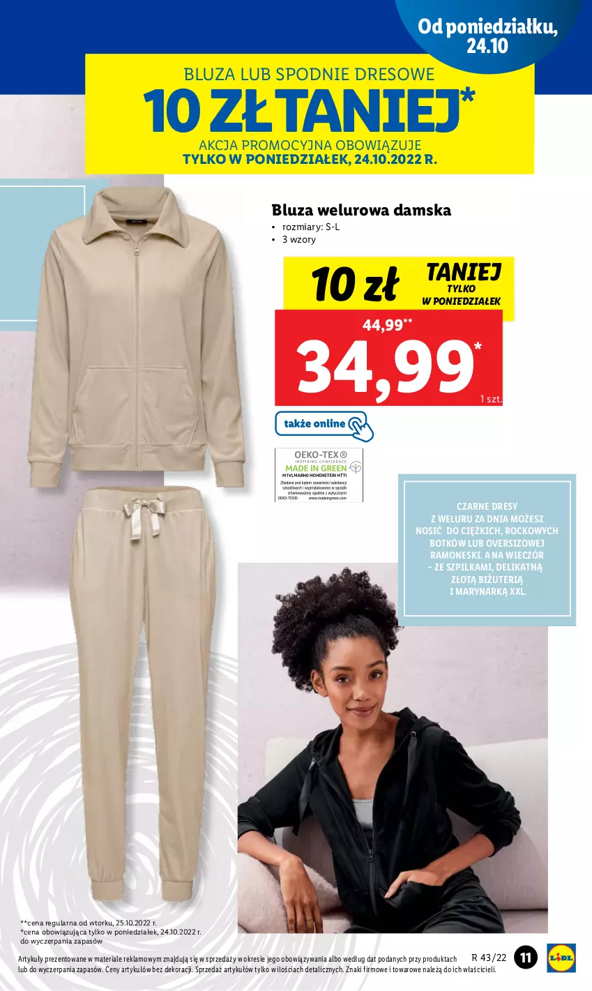 Gazetka promocyjna Lidl - GAZETKA - ważna 24.10 do 29.10.2022 - strona 11 - produkty: Bluza, Dres, Spodnie, Spodnie dresowe