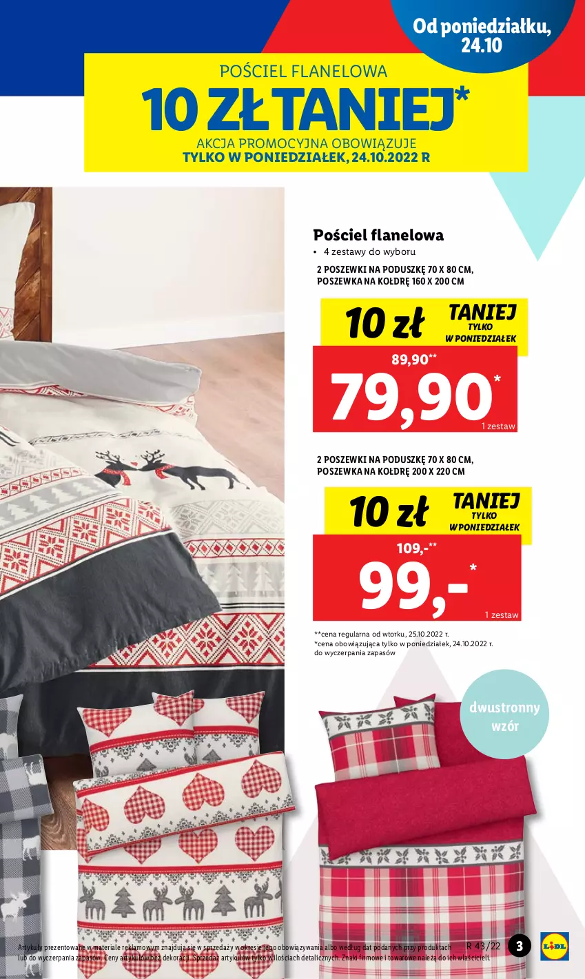 Gazetka promocyjna Lidl - GAZETKA - ważna 24.10 do 29.10.2022 - strona 3 - produkty: Pościel, Pościel flanelowa, Poszewka