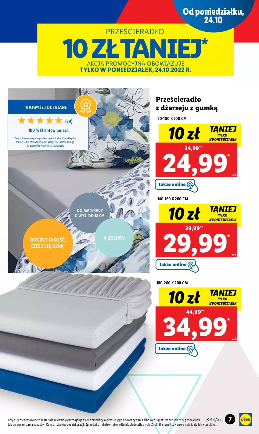 Gazetka promocyjna Lidl - GAZETKA - ważna 24.10 do 29.10.2022 - strona 7 - produkty: Materac, Prześcieradło, Tera, Tran