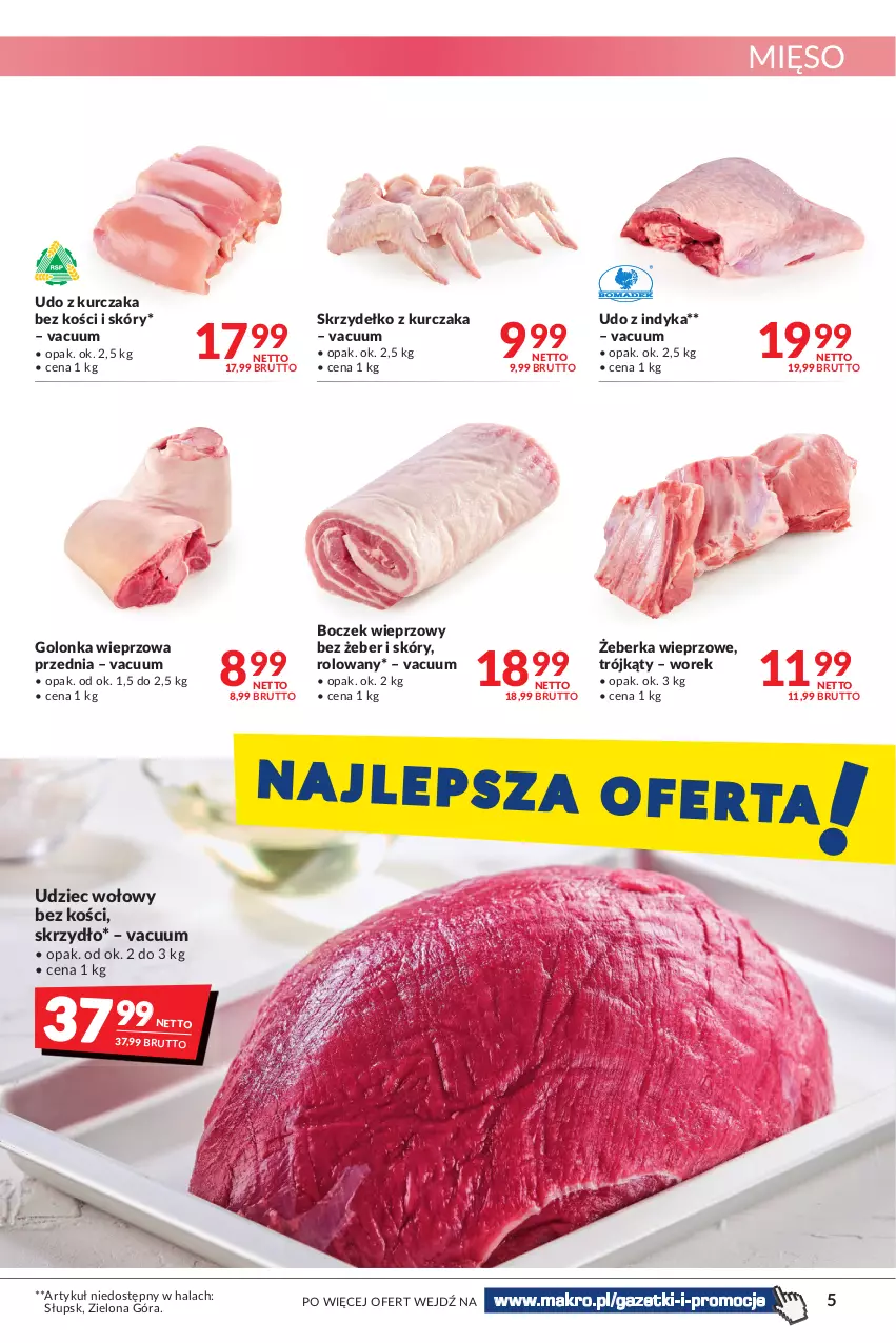 Gazetka promocyjna Makro - [Oferta promocyjna] Artykuły spożywcze i przemysłowe - ważna 19.04 do 02.05.2022 - strona 5 - produkty: Boczek, Boczek wieprzowy, Golonka wieprzowa, Kurczak, Mięso, Udo z kurczaka, Udziec wołowy