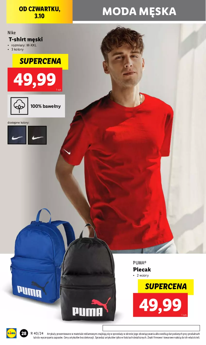 Gazetka promocyjna Lidl - GAZETKA - ważna 30.09 do 05.10.2024 - strona 30 - produkty: Moda, Nike, Plecak, Puma, T-shirt