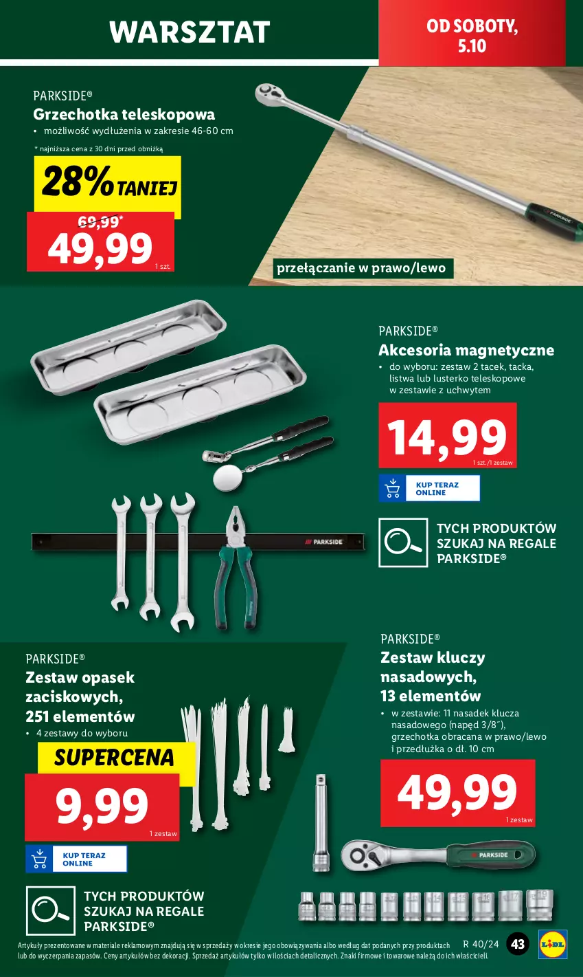 Gazetka promocyjna Lidl - GAZETKA - ważna 30.09 do 05.10.2024 - strona 47 - produkty: Acana, Listwa, Parkside, Pasek, Teleskop, Zestaw kluczy, Zestaw kluczy nasadowych