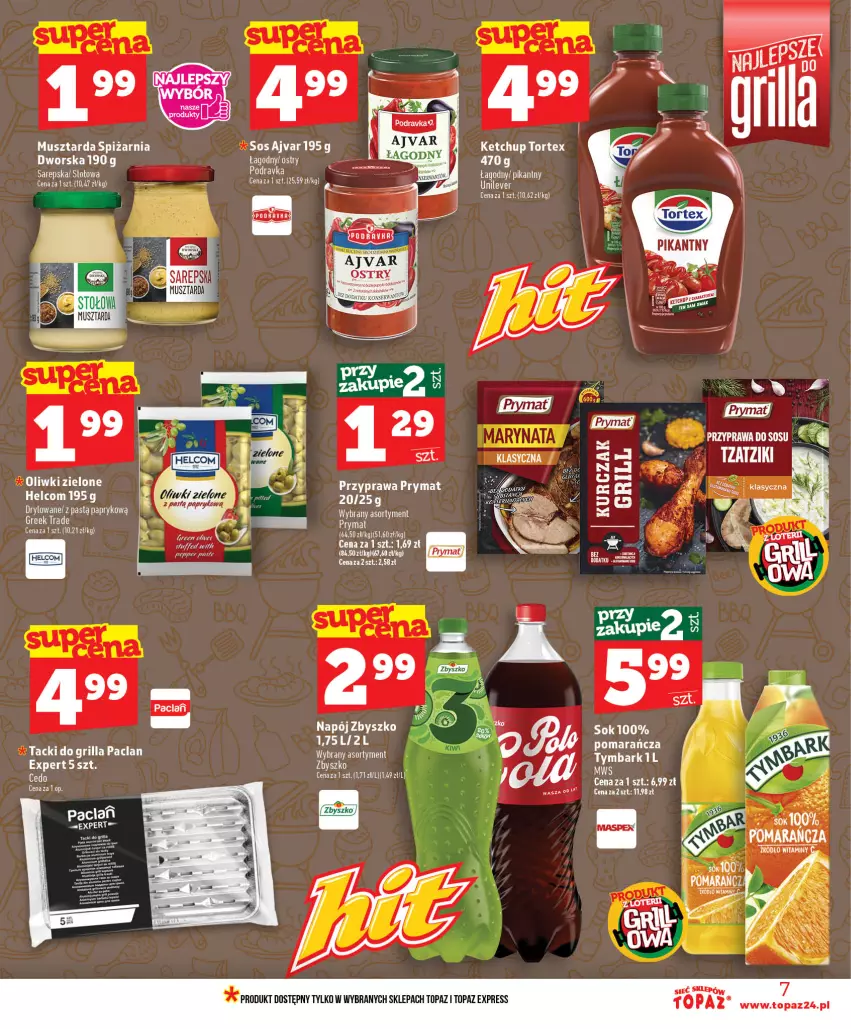 Gazetka promocyjna Topaz - Gazetka - ważna 11.06 do 17.06.2026 - strona 7 - produkty: Fa, Grill, Ketchup, Mus, Musztarda, Napój, Oliwki, Oliwki zielone, Podravka, Prymat, Sos, Top