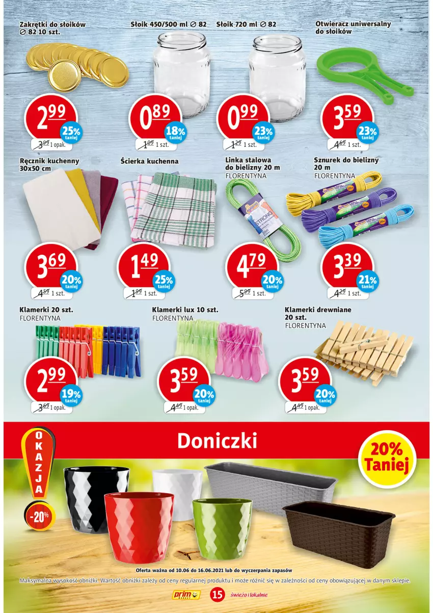 Gazetka promocyjna Prim Market - Gazetka - ważna 10.06 do 16.06.2021 - strona 15 - produkty: Inka, Otwieracz, Ręcznik, Ręcznik kuchenny, Sznurek