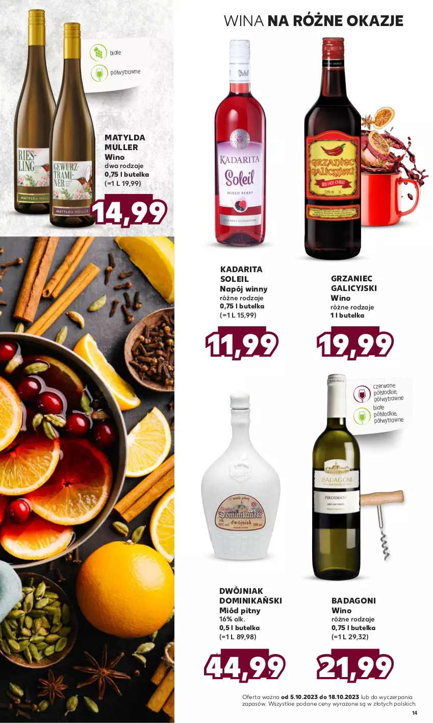 Gazetka promocyjna Kaufland - Barek Kauflandu - ważna 05.10 do 18.10.2023 - strona 14 - produkty: Grzaniec Galicyjski, Miód, Miód pitny, Napój, Wino