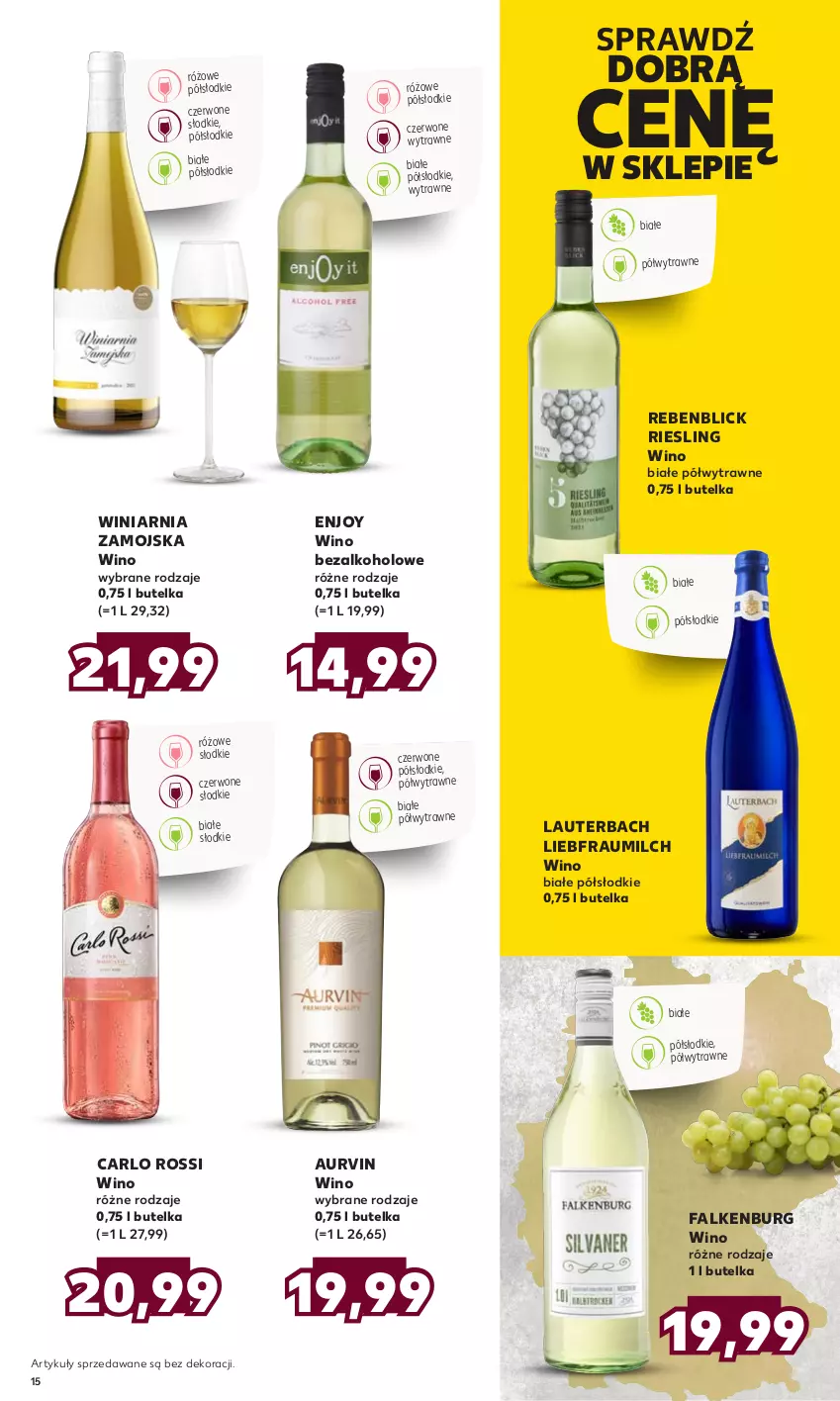 Gazetka promocyjna Kaufland - Barek Kauflandu - ważna 05.10 do 18.10.2023 - strona 15 - produkty: Carlo Rossi, Fa, Winiarnia Zamojska, Wino, Wino bezalkoholowe, Wino białe