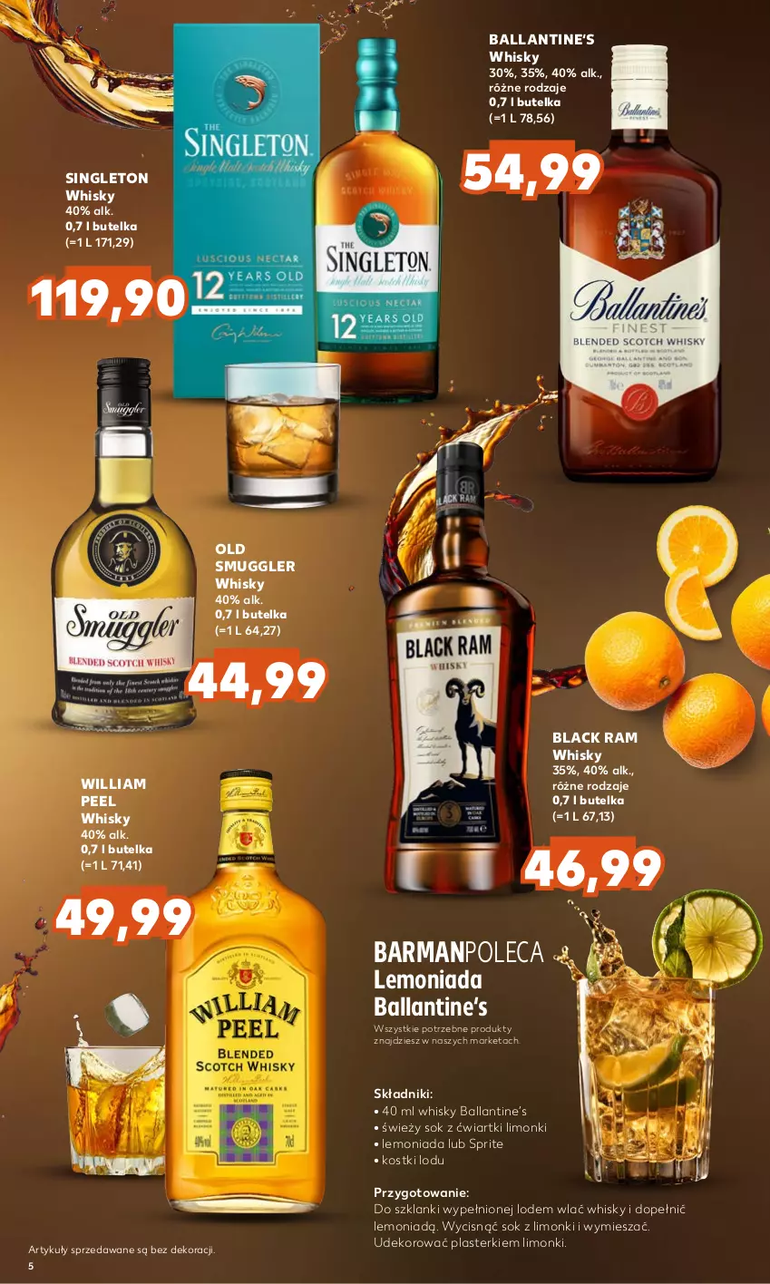 Gazetka promocyjna Kaufland - Barek Kauflandu - ważna 05.10 do 18.10.2023 - strona 5 - produkty: Lack, Lanki, Lemoniada, Plasterki, Sok, Sprite, Whisky