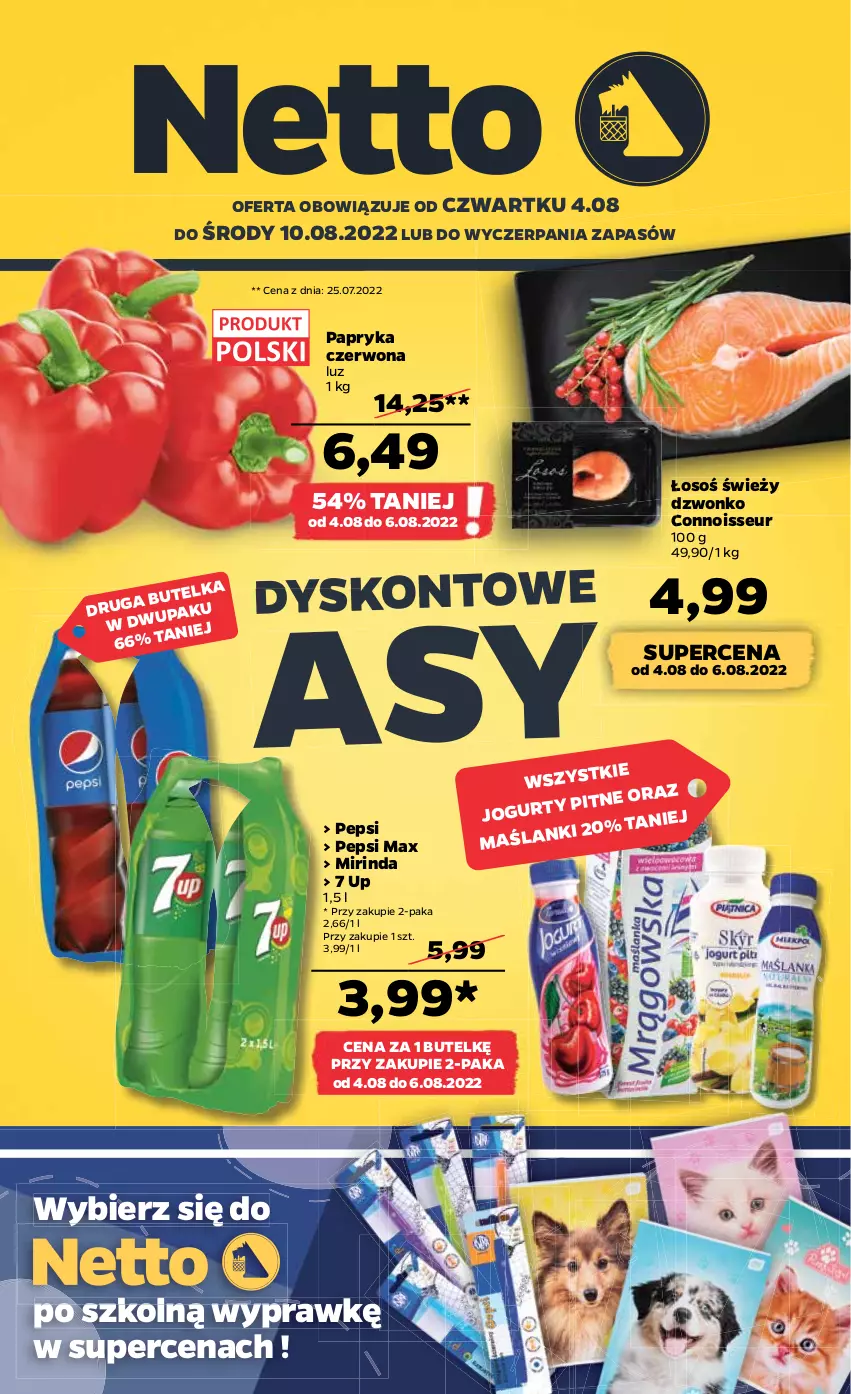 Gazetka promocyjna Netto - Artykuły spożywcze - ważna 04.08 do 10.08.2022 - strona 1 - produkty: Mirinda, Papryka, Papryka czerwona, Pepsi, Pepsi max