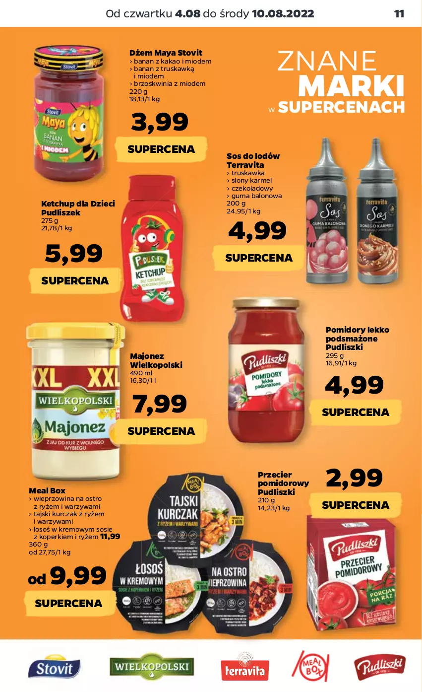 Gazetka promocyjna Netto - Artykuły spożywcze - ważna 04.08 do 10.08.2022 - strona 11 - produkty: Dżem, Dzieci, Kakao, Ketchup, Kurczak, Majonez, Pomidory, Pudliszki, Ryż, Sos, Warzywa, Wieprzowina