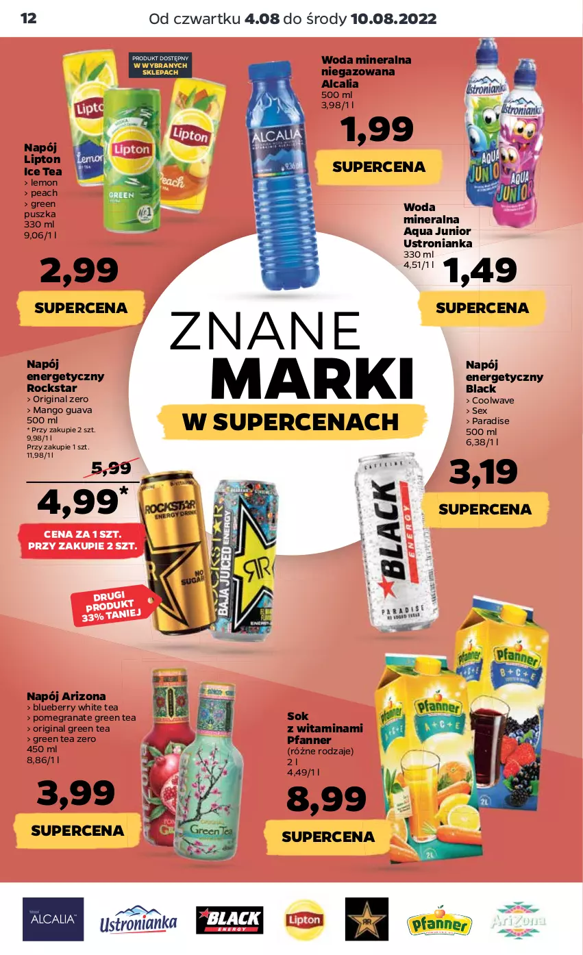 Gazetka promocyjna Netto - Artykuły spożywcze - ważna 04.08 do 10.08.2022 - strona 12 - produkty: Fa, Gin, Gra, Granat, Ice tea, Lack, Lipton, Mango, Napój, Napój energetyczny, Sok, Woda, Woda mineralna