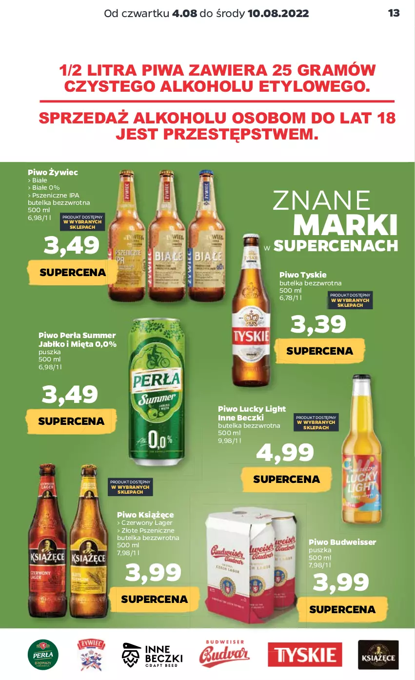 Gazetka promocyjna Netto - Artykuły spożywcze - ważna 04.08 do 10.08.2022 - strona 13 - produkty: Gra, Książęce, Mięta, Perła, Piwa, Piwo, Ser, Tyskie