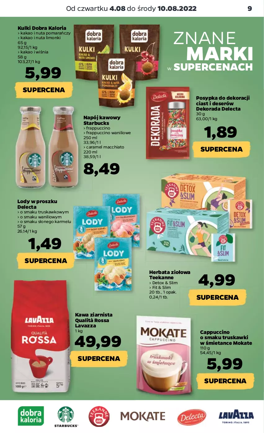 Gazetka promocyjna Netto - Artykuły spożywcze - ważna 04.08 do 10.08.2022 - strona 9 - produkty: Cappuccino, Chia, Delecta, Deser, Herbata, Kakao, Kawa, Kawa ziarnista, Lavazza, Lody, Napój, Ser, Teekanne, Truskawki