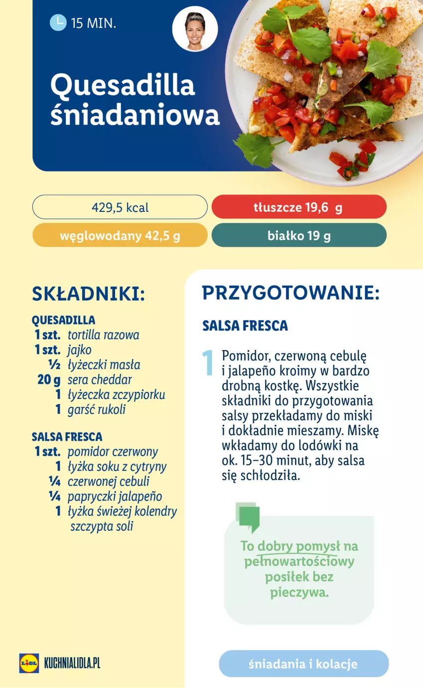 Gazetka promocyjna Lidl - EBOOK ZADBAJMY O SIEBIE - ważna 05.06 do 27.08.2023 - strona 18 - produkty: Cheddar, Cytryny, Danio, Piec, Salsa, Ser, Sok, Tortilla