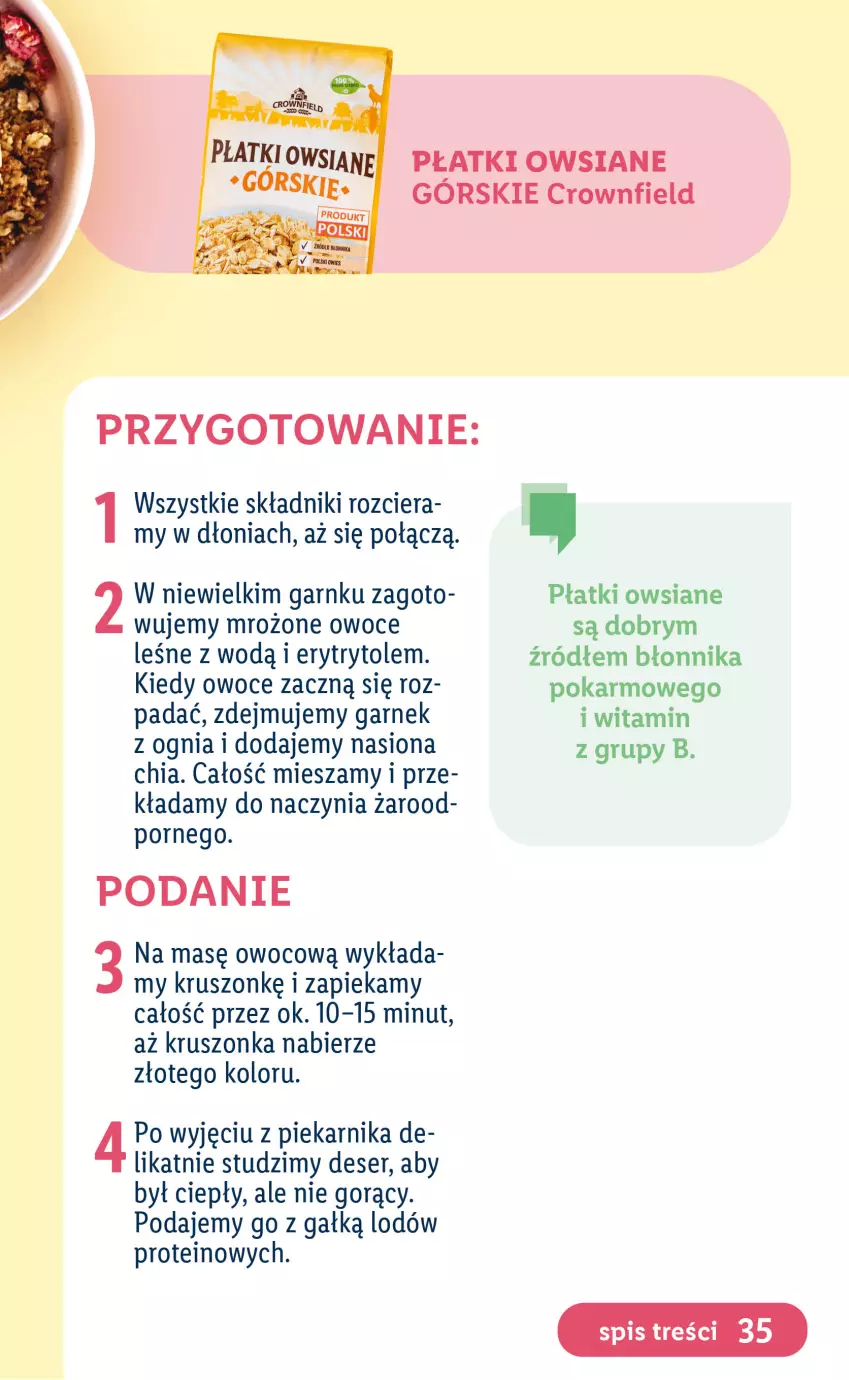 Gazetka promocyjna Lidl - EBOOK ZADBAJMY O SIEBIE - ważna 05.06 do 27.08.2023 - strona 35 - produkty: Chia, Deser, Garnek, Owoce, Piekarnik, Płatki owsiane, Por, Ser