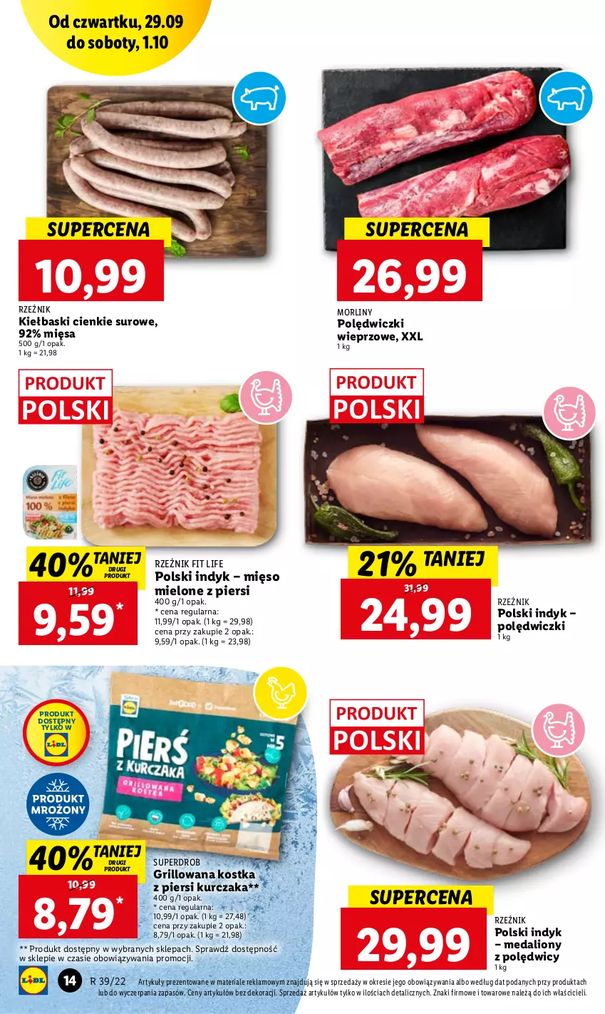 Gazetka promocyjna Lidl - GAZETKA - ważna 29.09 do 01.10.2022 - strona 14 - produkty: Grill, Kurczak, Lion, Mięso, Mięso mielone, Morliny