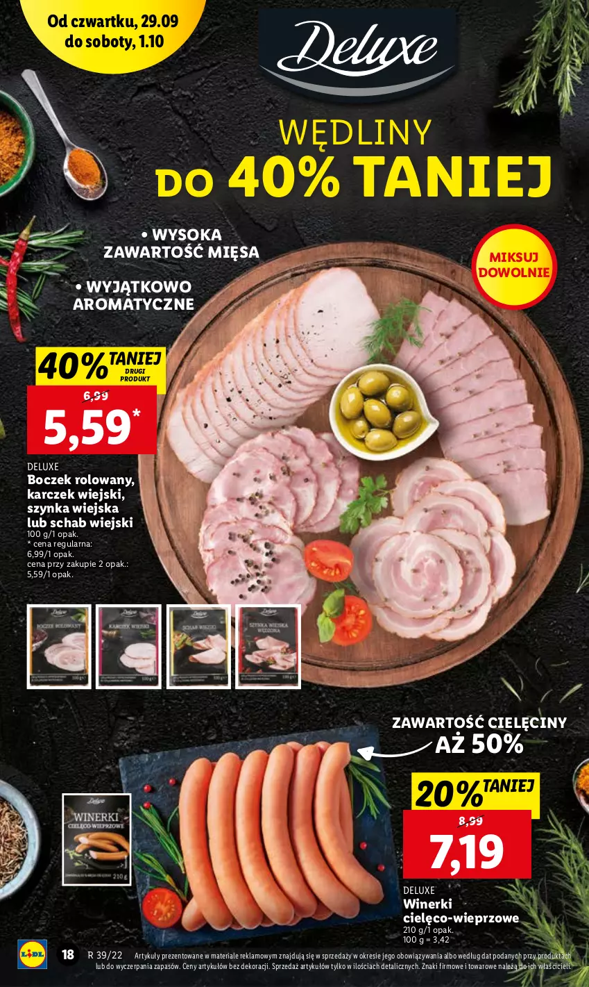 Gazetka promocyjna Lidl - GAZETKA - ważna 29.09 do 01.10.2022 - strona 18 - produkty: Boczek, Sok, Szynka