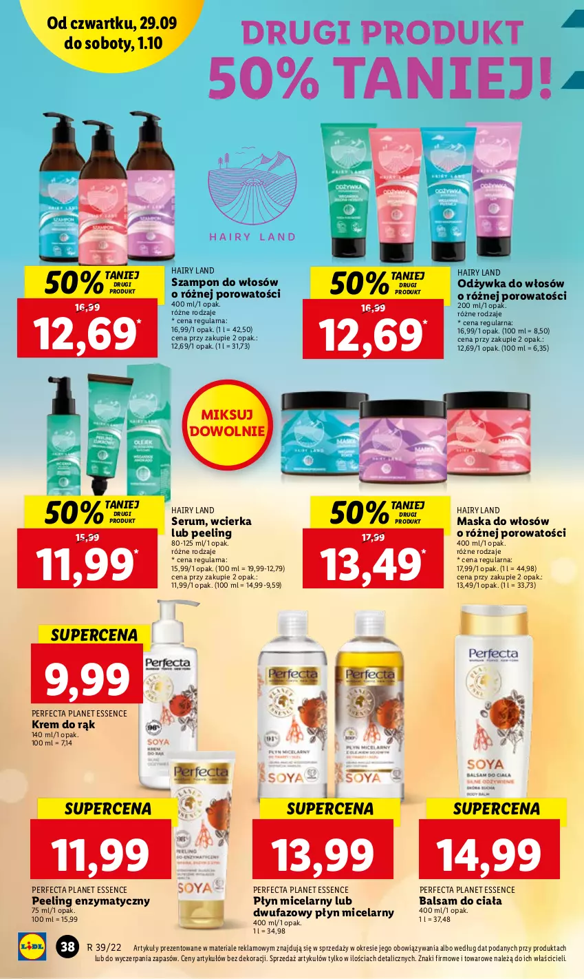 Gazetka promocyjna Lidl - GAZETKA - ważna 29.09 do 01.10.2022 - strona 38 - produkty: Balsam do ciała, Fa, Krem do rąk, Maska, Maska do włosów, Odżywka, Peeling, Perfecta, Płyn micelarny, Por, Rum, Ser, Serum, Szampon