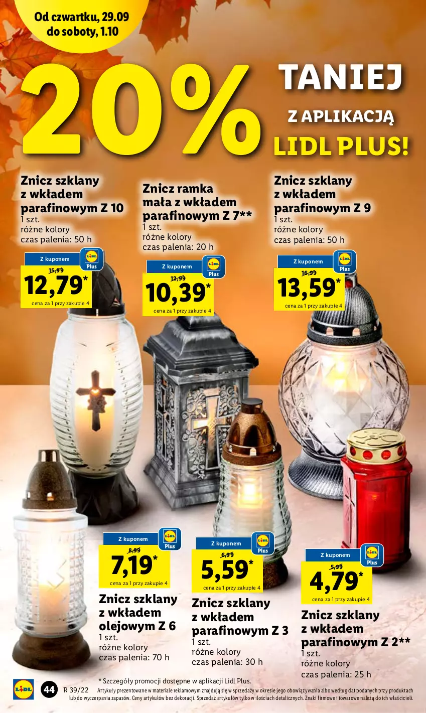 Gazetka promocyjna Lidl - GAZETKA - ważna 29.09 do 01.10.2022 - strona 44 - produkty: Olej, Ramka, Znicz