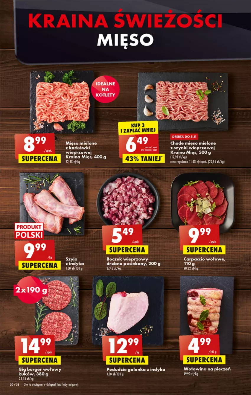 Gazetka promocyjna Biedronka - W tym tygodniu - ważna 03.11 do 09.11.2022 - strona 20 - produkty: Burger, Carpaccio, Golonka z indyka, Mięso, Mięso mielone